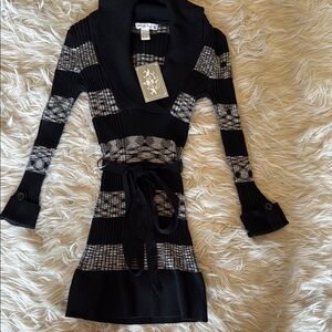 Love By Design Black and Gray Cowl Neck Bell Sleeve Dress